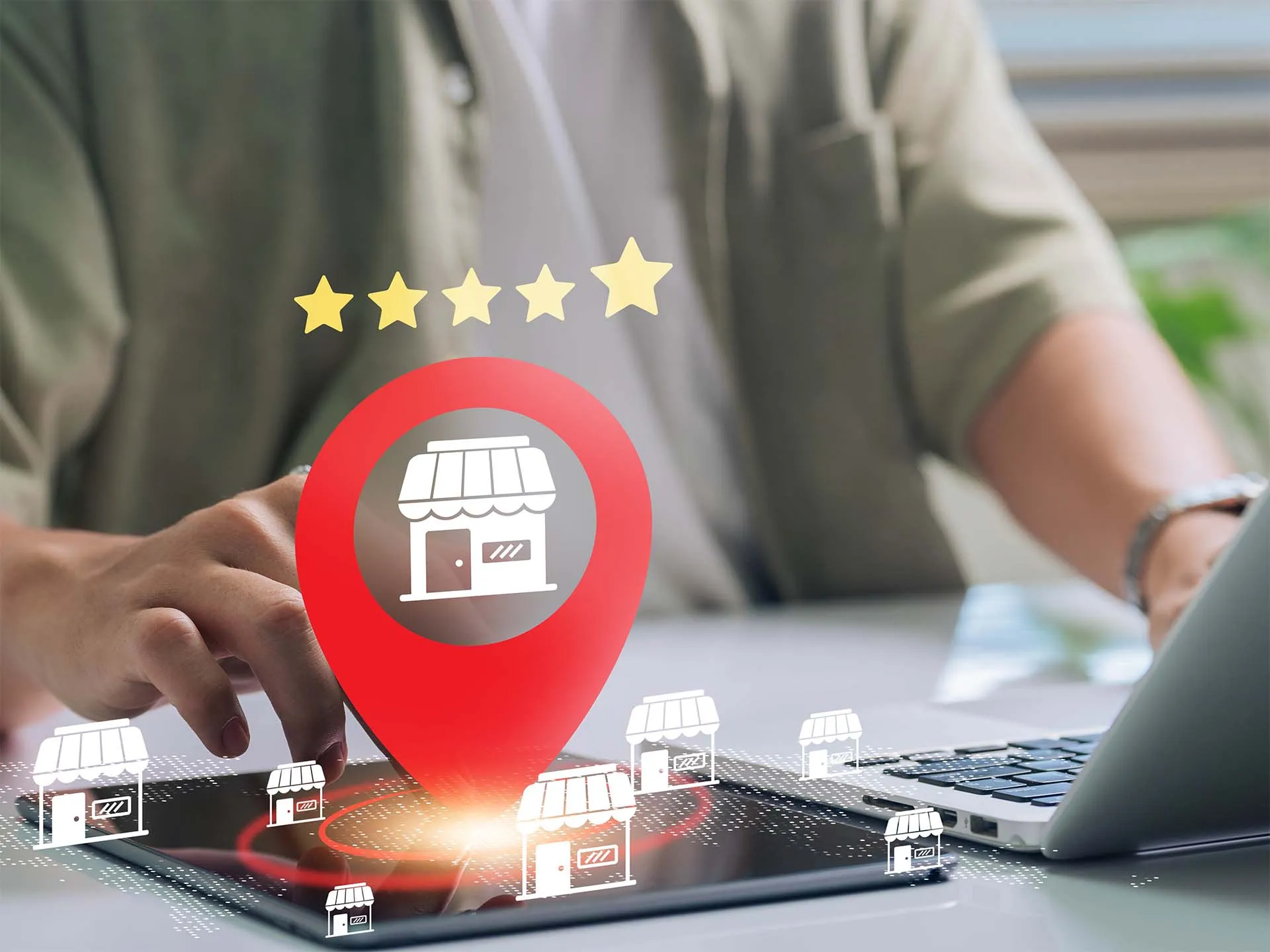 A person looking for a local business on their mobile device.